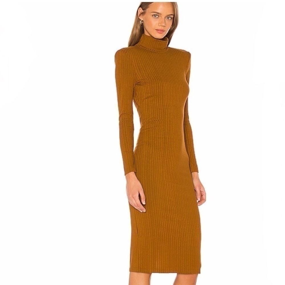 LPA Revolve Jovi Ribbed Backless Dress in Rust Fall Winter - Picture 2 of 7